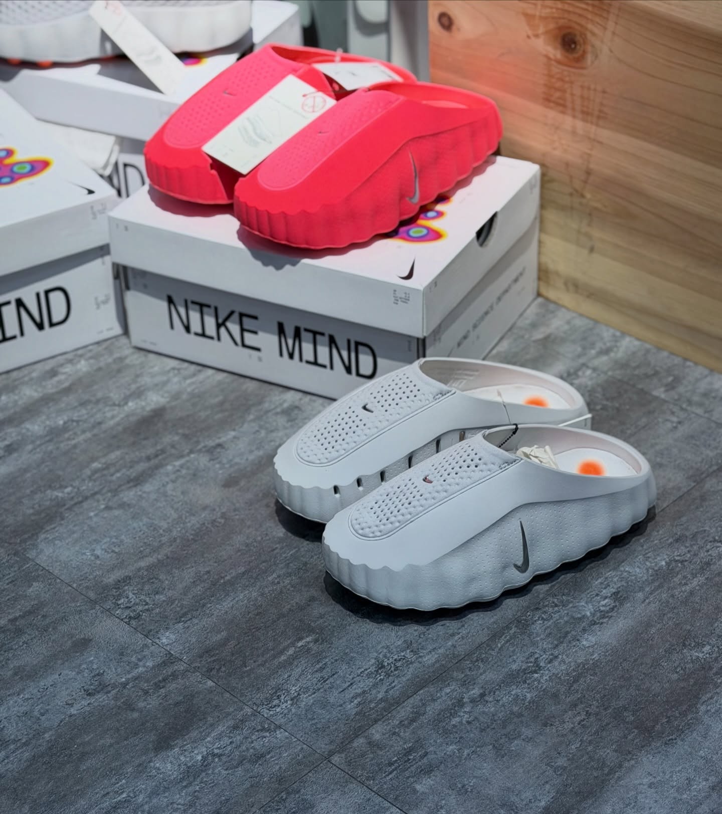 Nike Mind 001 Slide Mules Light Smoke Grey HQ4307-003 / HQ4309-003 
